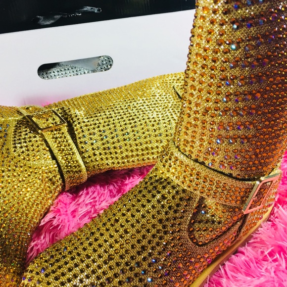 Gold crystal rhinestone boots - Picture 3 of 8